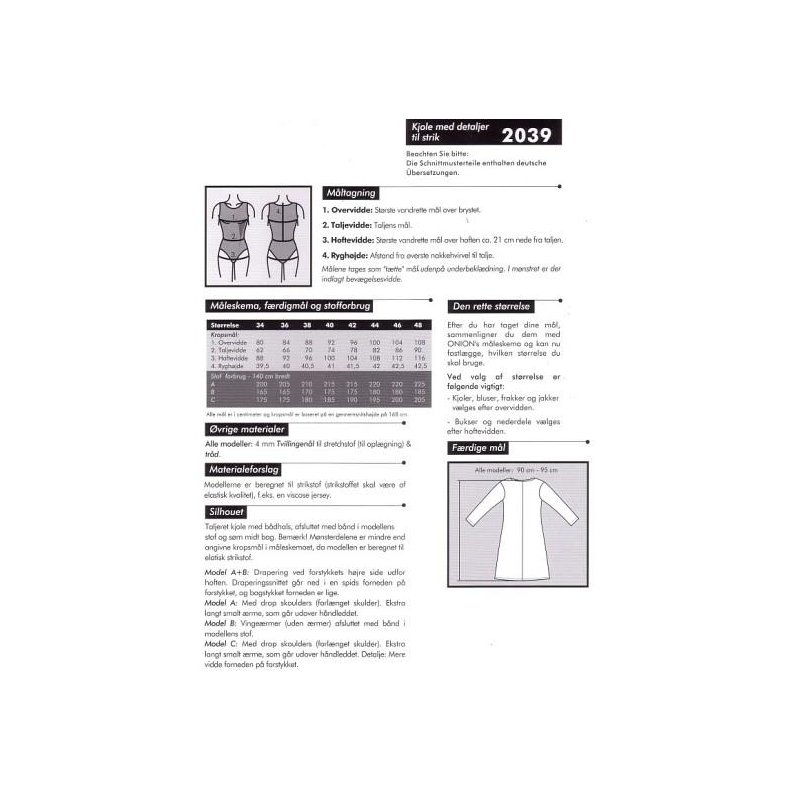 Onion 2039 Kjole med detaljer - til strik